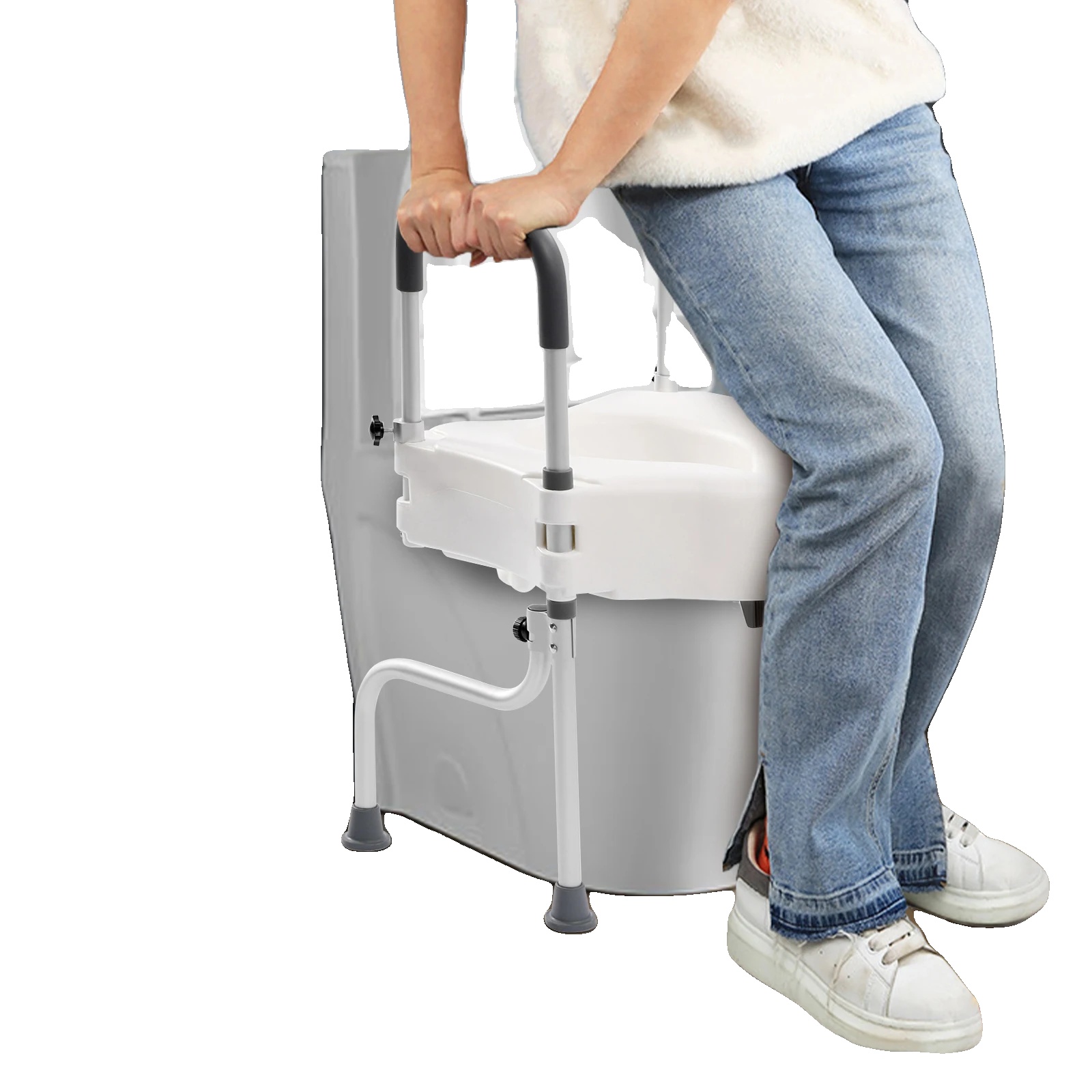 Wc-sitzerhöhung, Höhenverstellbar, Kompaktes Design, Tragkraft Bis Zu 136 Kg, Einfache Montage