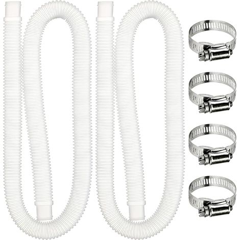 Set Mit 2 Flexiblen Schläuchen Für Aufstellpools, Ersatzschlauch Für Aufstellpools Mit 4 Metallverbindern, Für Ersatzschläuche Für Poolfilterpumpen