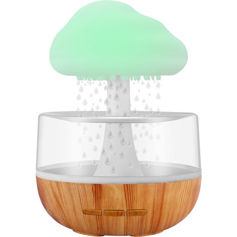 Zen-brunnen-nachtlicht, Diffusor Für Ätherische Öle, Mikro-luftbefeuchter Mit Regenwolken- Und Wassertropfengeräusch Für Aromatherapie, Büro, Schlaf, Entspannung (weiß)