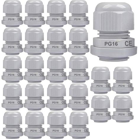 25 Kabelverschraubungen, Pg16, Pp-kunststoff, Ip68 Wasserdicht, M22x1,5, Weiß, Für 8,5–14 Mm Kabel