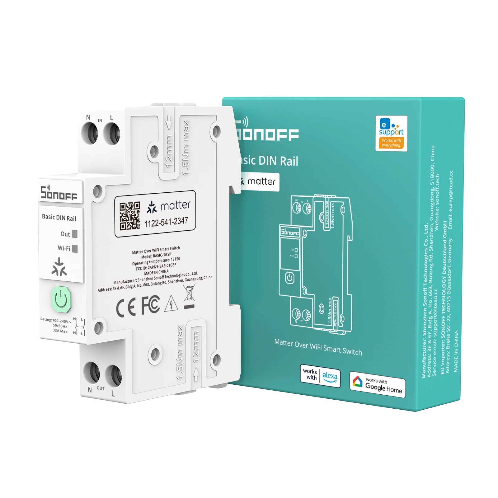 Einkanal-din-schalter, Wlan-steuerung, Energieüberwachung, Basic-1gsp
