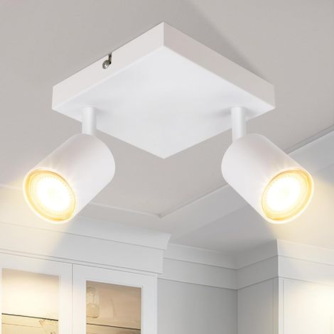 Zmh 2-flammige Deckenleuchte, Weiße Deckenstrahler - Gu10-strahler, Moderne Metall-flurleuchte, 330° Schwenkbarer Quadratischer Strahler Für Die Küche (leuchtmittel Nicht Enthalten)