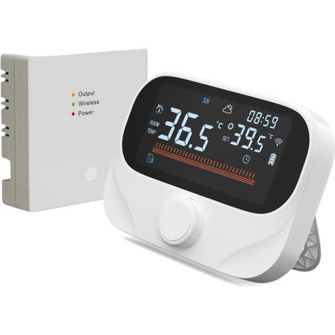 Intelligenter Thermostat Für Heizungsanlagen Rf433 Wifi Ac 300 M Reichweite Drahtlose App- Und Sprachsteuerung Programmierbarer Digitaler Led-touchscreen Mit Wetterbericht-taste