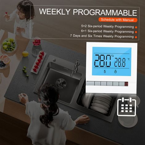 Programmierbarer Smart-thermostat Für Wasser-/gasheizungen, Großes Lcd-display Mit Hintergrundbeleuchtung, Digitaler Temperaturregler