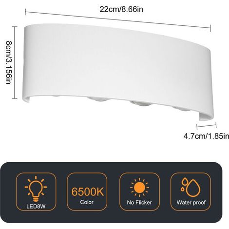 Neoglint Moderne Led-wandleuchte 8w, Nach Oben Und Unten Gerichtet, Kaltweiß, Für Flur, Wohnzimmer, Schlafzimmer