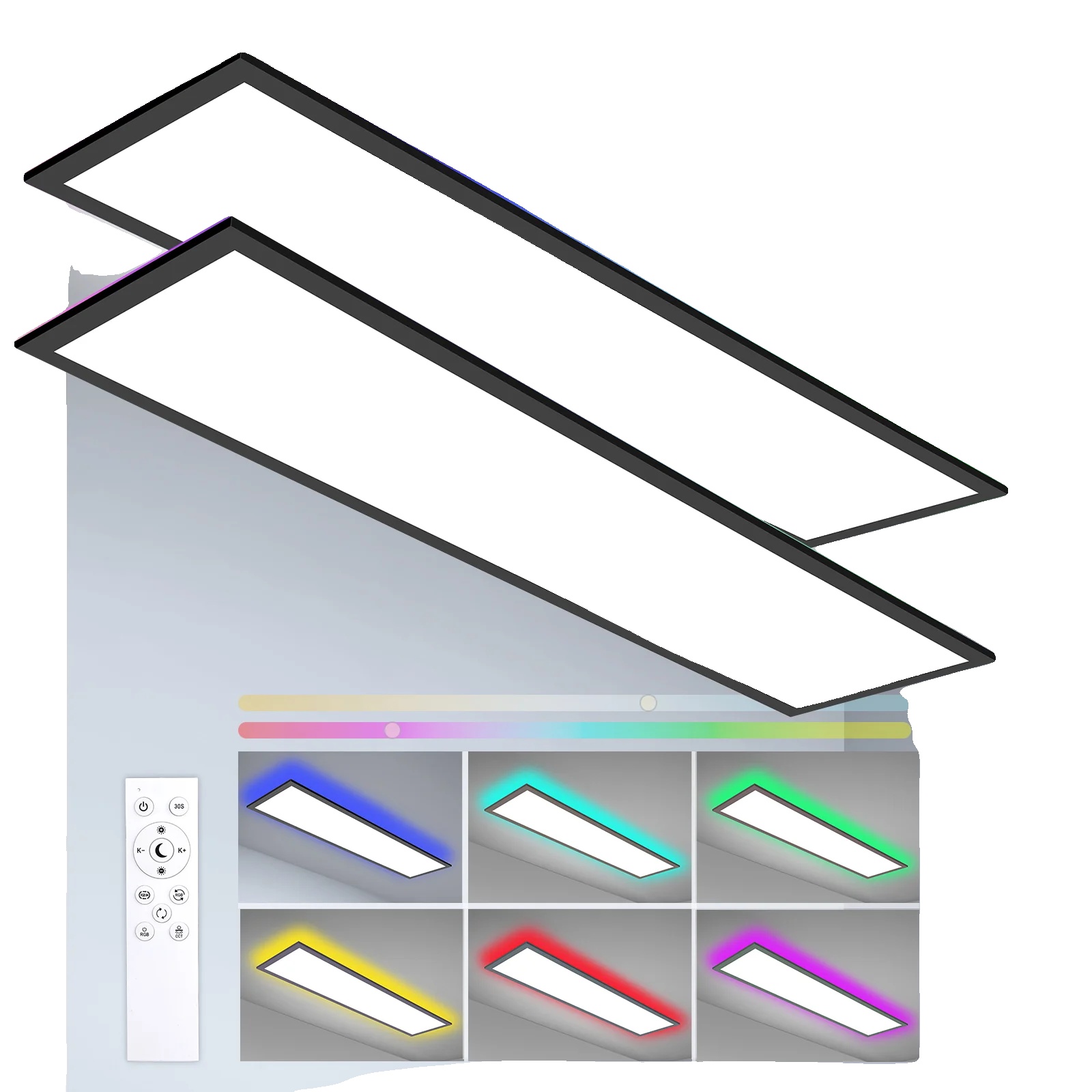Deckenleuchte, Dimmbar, Fernbedienung, 2 Stück, Neutralweiß, 40 W