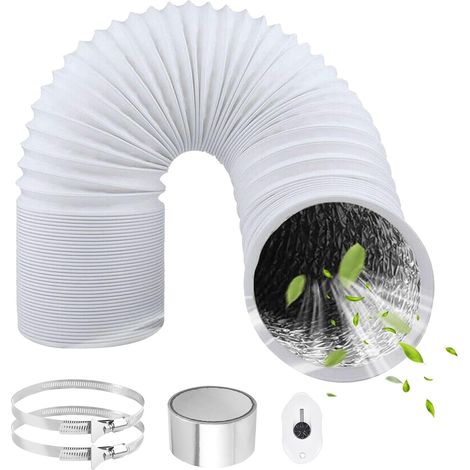 X 125-mm-abluftschlauch, 3 M Flexibler Aluminiumschlauch, Stahlschellen, Für Klimaanlagen-abluftventilator