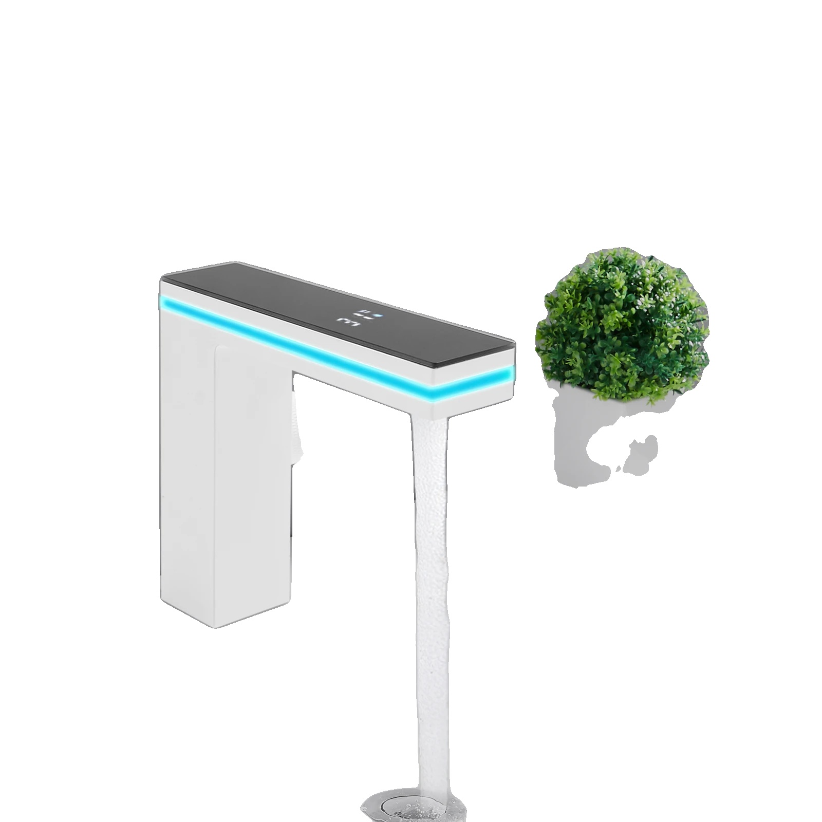 Waschtischarmatur, Digitalanzeige, Modernes Design, Weiß