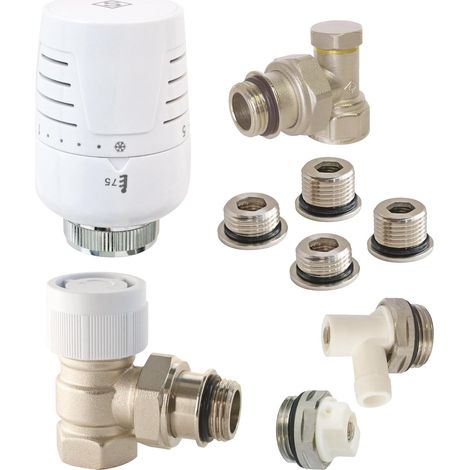 Heizset, Thermostatkopf T302, Winkelgehäuse, 12/17 15/21 Adapter, Heizkörper