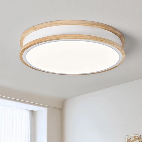 Led-deckenleuchte, Weiße Holz-deckenleuchte, 30 Cm Runde Deckenleuchte Für Schlafzimmer, Wohnzimmer, Küche, Flur, Esszimmer, 24 W, 4000 K