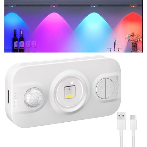 Schrankbeleuchtung Mit Bewegungsmelder, 7-farbige Mini-led-vitrinenbeleuchtung Mit Timer, Warmweiß Für Schlafzimmer, Treppenhausbeleuchtung, Küche, Schränke