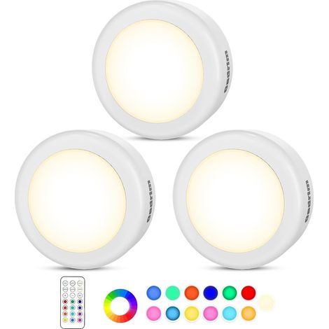 3-teiliges Schrankbeleuchtungsset, Rgb-led, 13 Farben, Einstellbare Helligkeit, Kabellos, Für Küche, Schlafzimmer, Flur