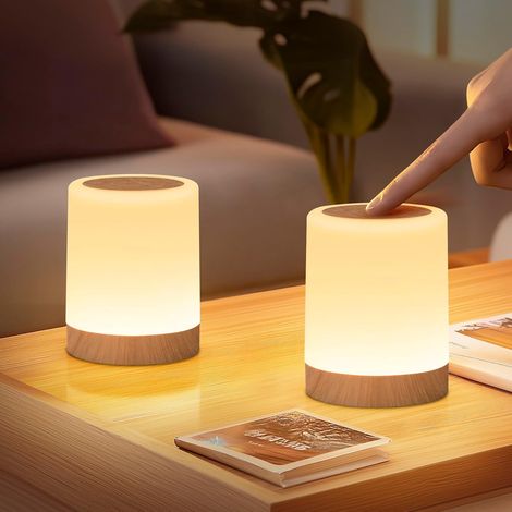 Set Mit 2 Touch-nachttischlampen, Rgb-beleuchtung Mit 256 Farben, Usb-wiederaufladbar, 3-stufiger Timer, Schlafzimmer