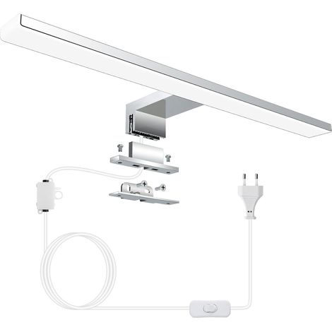 X 40 Cm Led-spiegelleuchte Mit Stecker, 3-in-1-montagesystem, Edelstahl, Ip44, Badezimmer