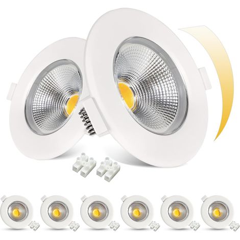 Set Mit 8 Einbaustrahlern, Dimmbar, 10 W Cob-led, Warmweiß 3000 K, Ausschnitt 65–88 Mm, Küche/wohnzimmer