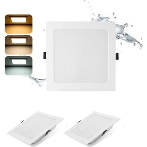 Set Mit 2 Quadratischen Led-einbaustrahlern, 16 W, Ip44, 3000–6000 K, Ausschnitt 145–160 Mm, Küche/badezimmer