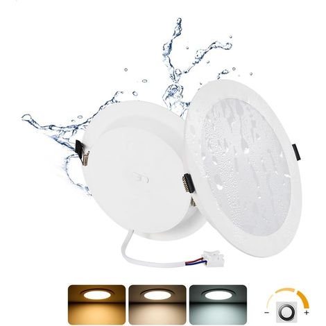 Set Mit 2 Einbaustrahlern, Dimmbar, 16 W, Ip44, Rund, 3000 K–6000 K, Badezimmer, Küche