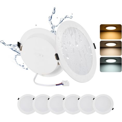 Set Mit 6 Extraflachen Led-einbaustrahlern, 24 W, Ip44, Rund, 3000 K–6000 K, Für Badezimmer, Küche, Wohnzimmer