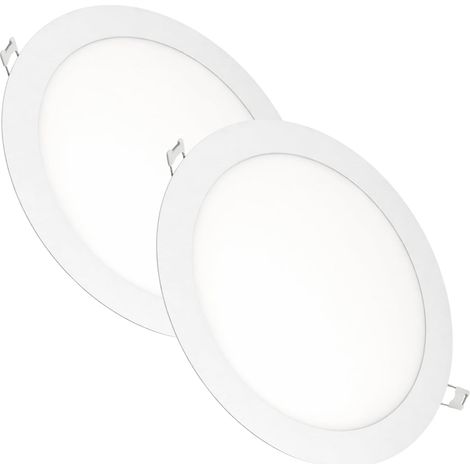 Set Mit 2 Runden Led-einbaustrahlern, 18 W, 1500 Lumen, Extraflach (13 Mm), Lochdurchmesser 200–205 Mm, Neutralweiß