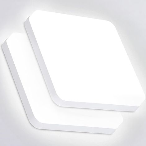 Set Mit 2 Led-deckenleuchten, 36 W, Ip44, Weiß, 6500 K, Quadratisch, Für Badezimmer, Küche, Garage