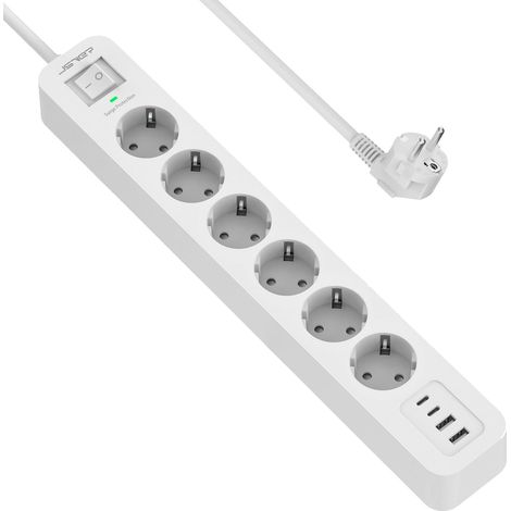 Steckdosenleiste Mit 6 Steckdosen, 4 Usb-anschlüssen, 2 M Kabel, 3680 W Überspannungsschutz, Für Büro Und Zuhause