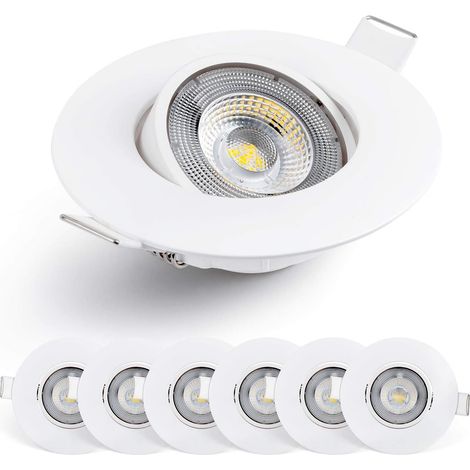 Set Mit 6 Led-einbaustrahlern, 50° Verstellbar, Warmweiß 3000k, Extra Flach, Für Den Innenbereich