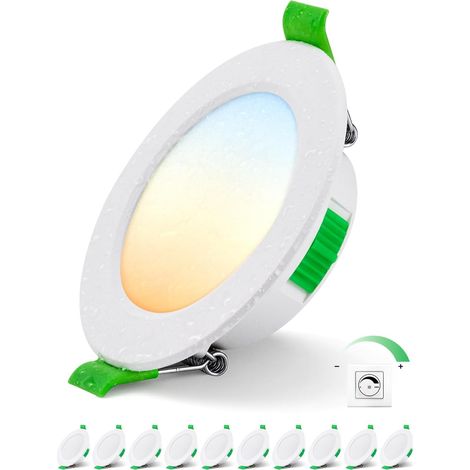 10er-pack Dimmbare Led-einbaustrahler, Ip44, 5 W, 68–80 Mm Einbauöffnung, Weiß, Verstellbar, Badezimmer