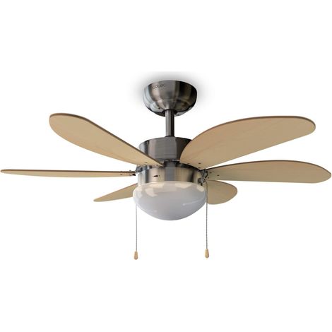 Deckenventilator Mit Licht, 6 Wendbare Flügel, 3 Geschwindigkeitsstufen, Winterfunktion, 81 Cm Durchmesser, Für Den Innenbereich