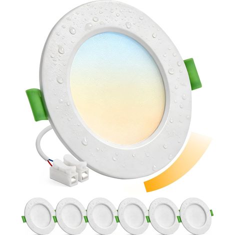 Set Mit 6 Einbaustrahlern, Dimmbar 10-100 %, 5w Led, Ip44, Für Bad Und Küche