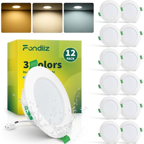 Set Mit 12 Led-einbaustrahlern, 6 W, Einstellbare Farbtemperatur 2700 K–6000 K, Schutzart Ip44, Badezimmer, Küche