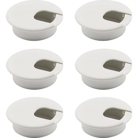 6-teiliges Set Weißer Kabeldurchführungen Für Schreibtische, Runde, Versenkte Kabelabdeckungen, Kabeldurchführungen, Kabellochabdeckungen, Weiße Kabeldurchführungen