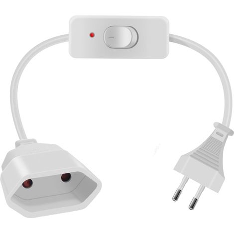 1-euro-verlängerungskabel Mit Schalter, 0,5 M, Weiß, 2 X 0,75 Mm², Für Lampe, Fernseher, Computer