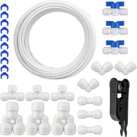 X 10-meter-wasserschlauchset (1/4 Zoll) Mit Ityl-anschlüssen, Ventil, Rohrschneider Und Kühlschrankfilter