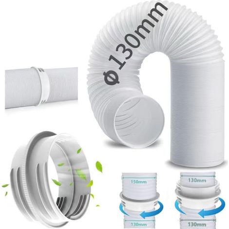 X 2 M Klimaanlagenschlauchverlängerung, 130 Mm Auf 150 Mm Adapter, Verstellbarer Flexibler Schlauch Für Küchen- Und Badezimmerlüftung