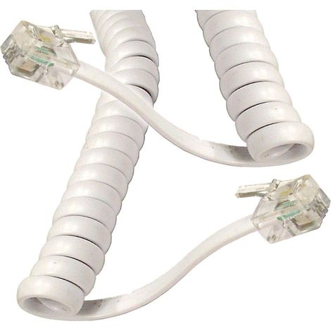 Spiral-rj10-telefonkabel, Weißes Kabel, 3 M, 4p4c-stecker, Für Büro Und Zuhause
