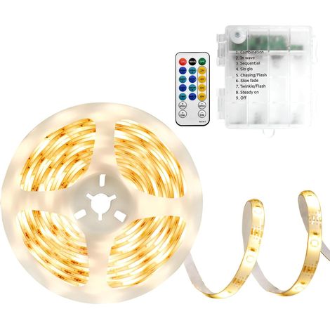 X 5 M Led-streifen, 150 X 2835 Leds, 8 Modi, Fernbedienung, Selbstklebend, Ip65, Für Den Innen- Und Außenbereich