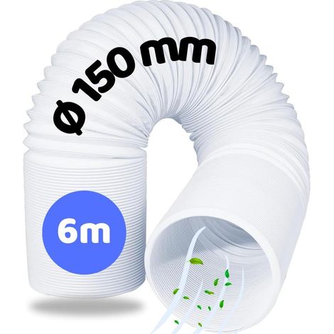 X 150 Mm Abluftschlauch, 6 M Pvc-flexibel, Stahlspirale, Für Klimaanlage, Wäschetrockner, Dunstabzugshaube