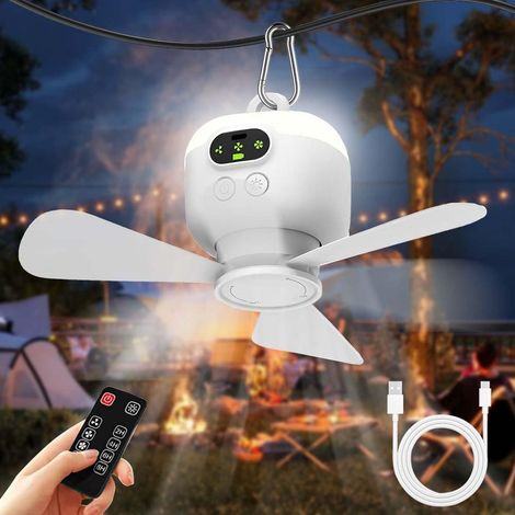 Deckenventilator, Led-licht, Fernbedienung, 3 Geschwindigkeitsstufen, 8000-mah-akku, Für Zelt Und Camping