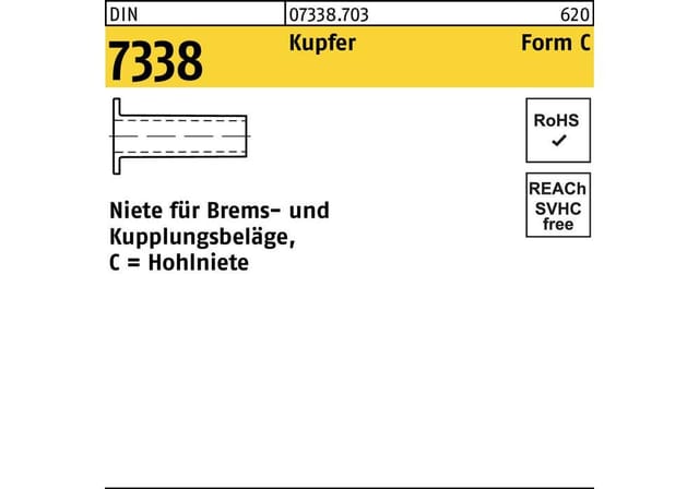 Niete din 7338 Form c c 4 x 10 Kupfer