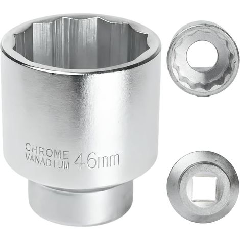 X 46 Mm, 3/4" 12-punkt-steckschlüssel, Cr-mo-stahl, Weiße Ausführung, Für Schlagschrauber