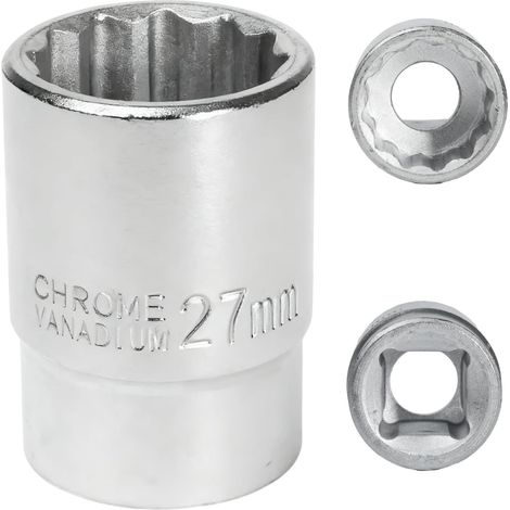 X 27-mm-steckschlüssel, Chrom-molybdän-stahl, 12-kantig, 3/4"-vierkantantrieb, Für Schlagschrauber, Mechanisch
