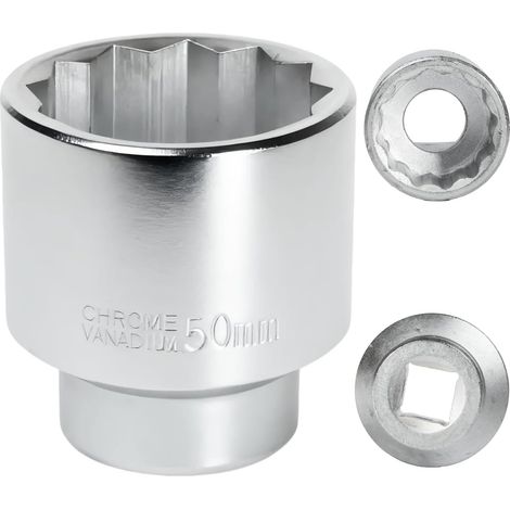X 50 Mm, 3/4" 12-kant-stecknuss, Chrom-molybdän-stahl, Weiße Ausführung, Für Schlagschrauber