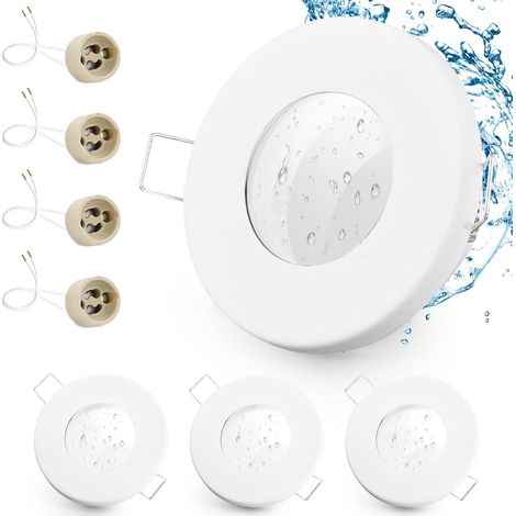 4x Einbaustrahler, Ip65, Weißblech, Gu10-fassung, 68 Mm, Badezimmer, Außenbereich
