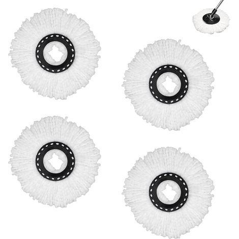 Set Mit 4 Mikrofaser-wischmoppköpfen, 360° Drehbar, Waschbar, Universell Einsetzbar, Für Hartböden