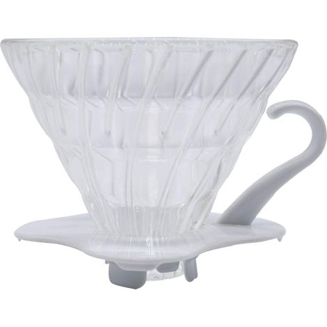 Weißer Glas-kaffeefilter (größe 02), Kunststoffständer, Innenrillen, Für Die Küche