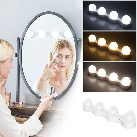 Spiegelbeleuchtungsset, Usb-wiederaufladbare Led-lampe, 3 Farbmodi, Dimmbar, Für Make-up Und Badezimmer