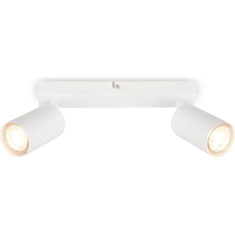 1 Led-deckenleuchte Mit 2 Verstellbaren Strahlern, Weißes Metall, Max. 9 W, Gu10-fassung, Für Wohnzimmer, Schlafzimmer, Küche