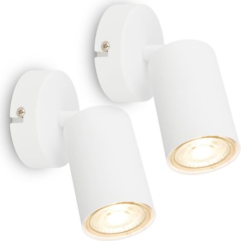 Set Mit 2 Wandleuchten, Verstellbar, Gu10-fassung, Metall, Weiß, Für Den Innenbereich