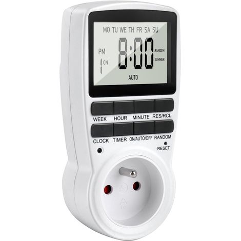 Programmierbare Steckdose, 16 Programme, Hintergrundbeleuchtetes Lcd-display, Diebstahlschutzmodus, Für Zuhause