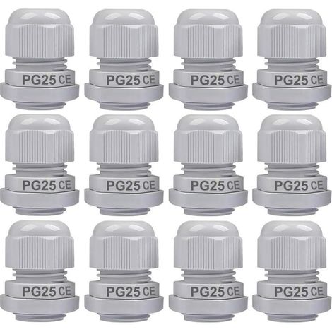 12 Kabelverschraubungen, Pg25 Kunststoff Ip68, Verstellbar, 16 Mm–21 Mm, Weißes Wasserdichtes Kabel